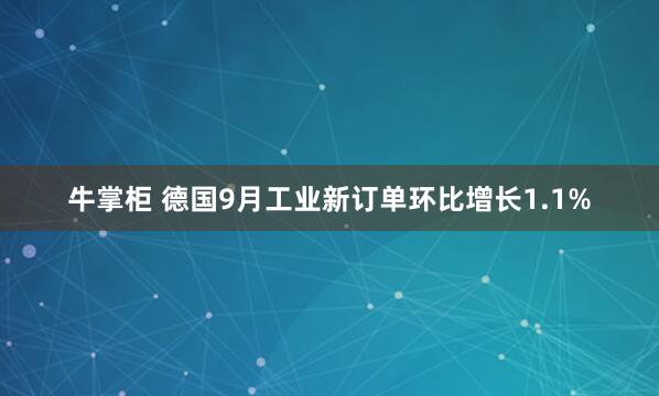 牛掌柜 德国9月工业新订单环比增长1.1%